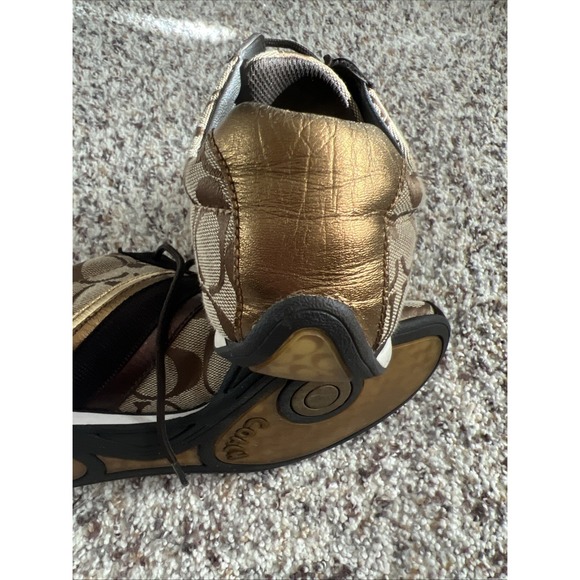 Coach Women's "Jayme" Signature Print Sneakers Brown Beige Size 8 Great Cond - Picture 4 of 5